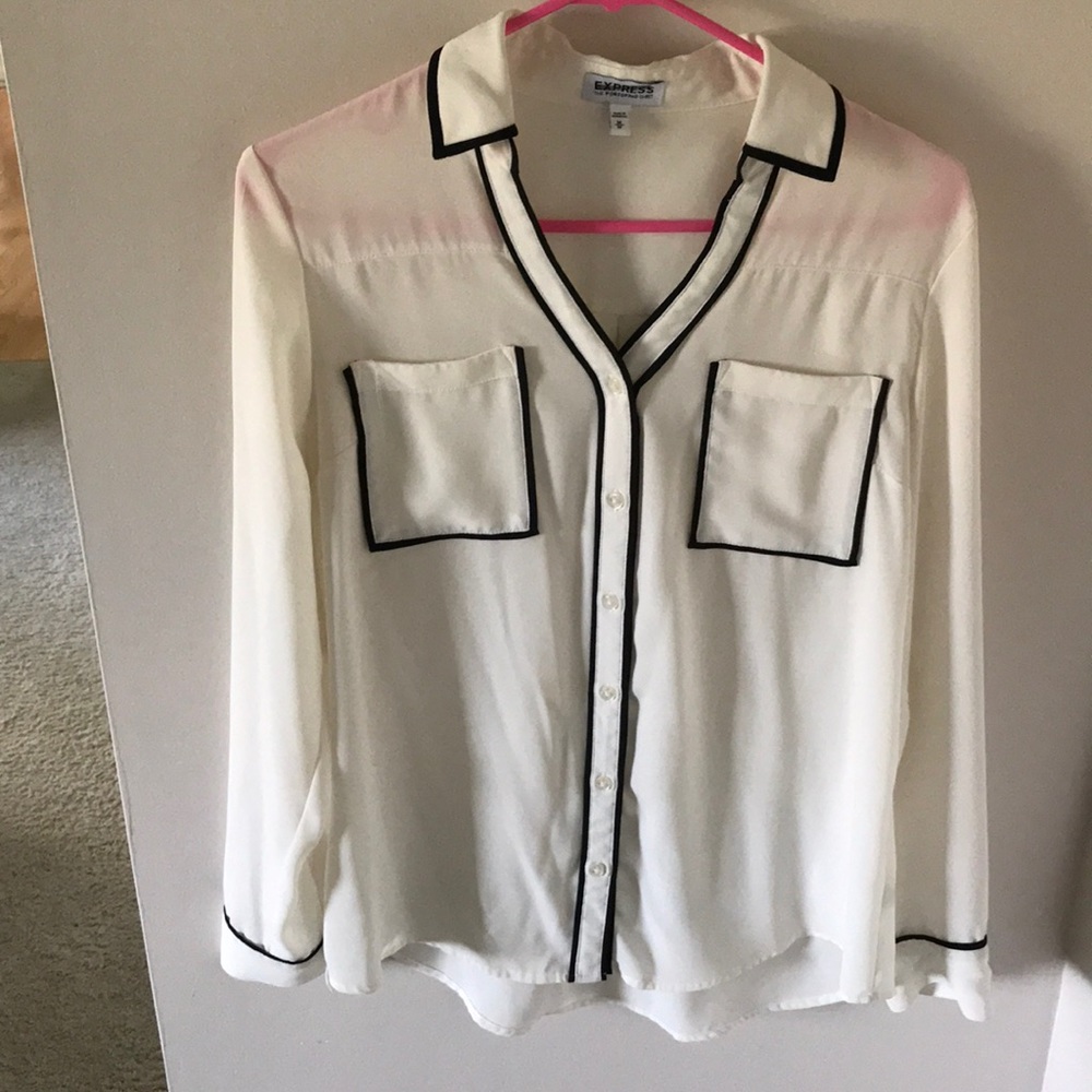 Express portofino shirt black and white size med